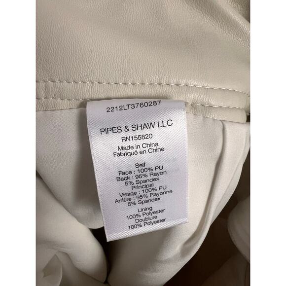 Veronica Beard Atala Faux Leather High Waisted Trouser Pants Ecru Women's 2 NWT - Picture 13 of 13